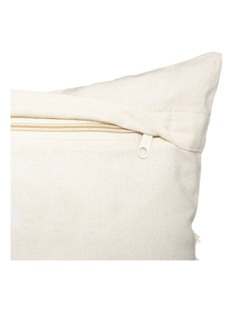 Coussin en coton et macramé Beige chiné - Kiabi