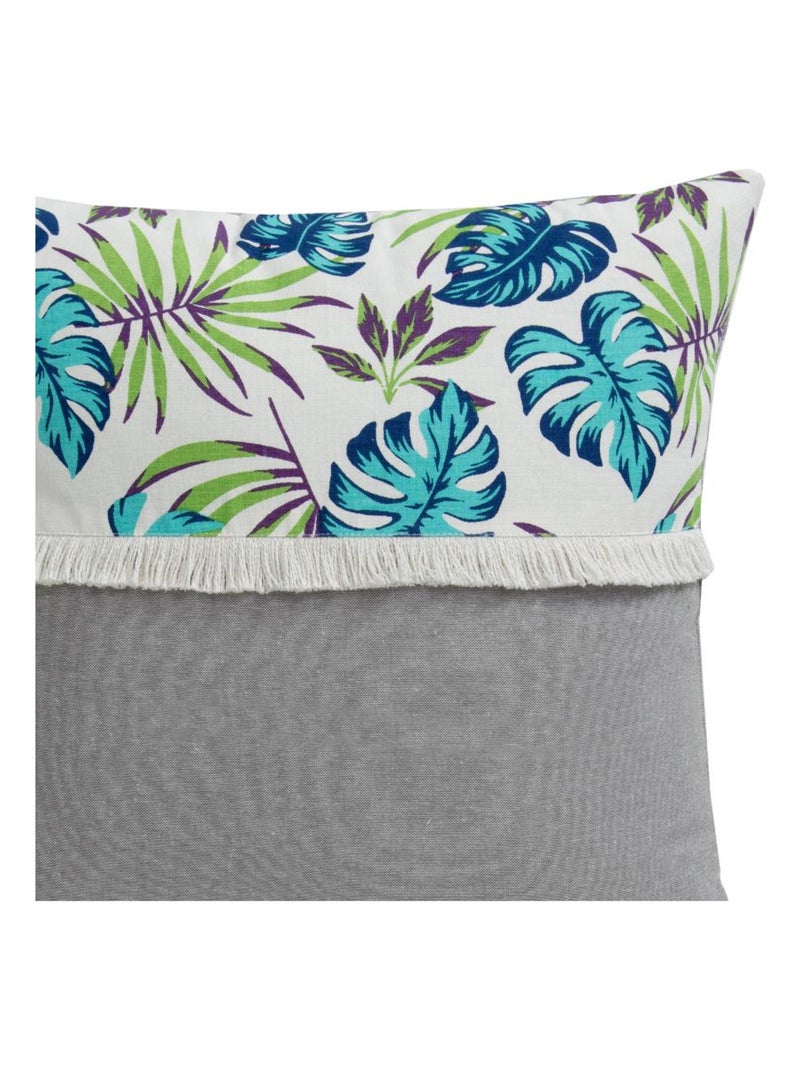 Coussin en coton EXOTIC BLUE 'Deko&co' Blanc Bleu Gris - Kiabi