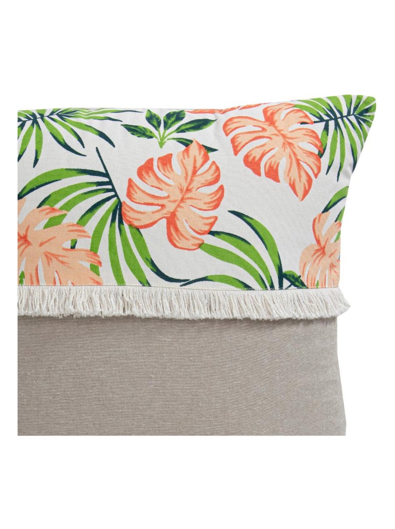 Coussin en coton EXOTIC CORAIL 'Deko&co' Blanc Rose Gris - Kiabi