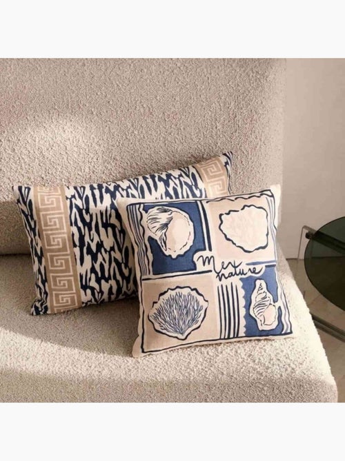 Coussin en coton flammé imprimé bord de mer 30x50cm - Kiabi