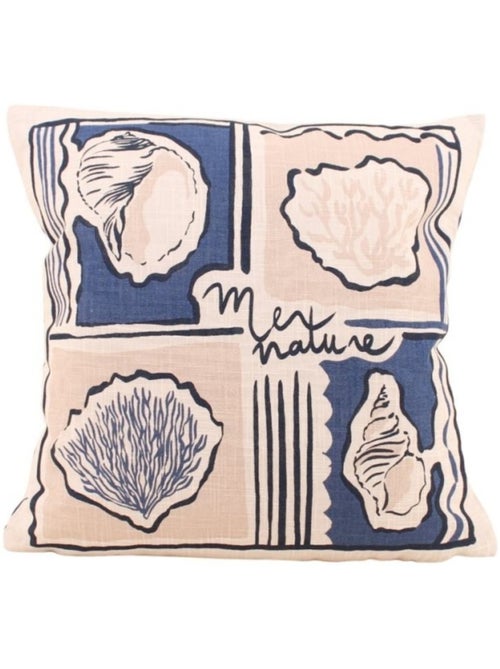 Coussin en coton flammé imprimé coquillages 40x40cm - Kiabi