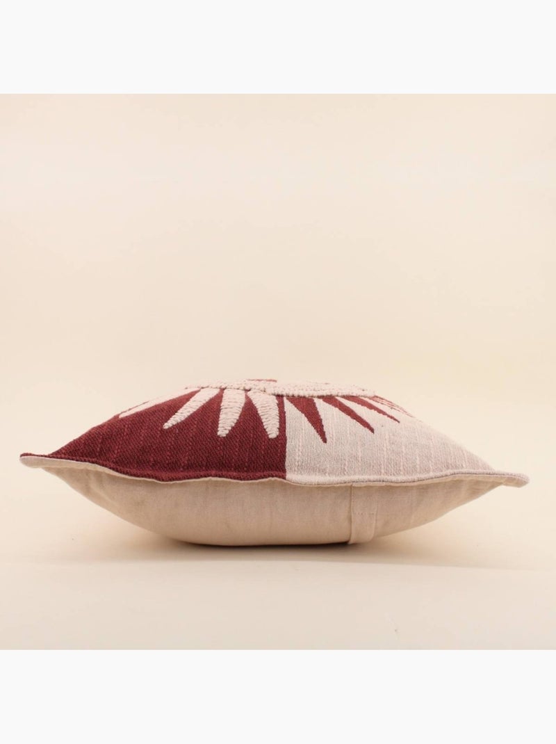 Coussin en coton flammé motif soleil brodé terracotta 45x45cm Terre cuite - Kiabi