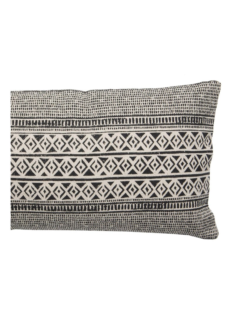 Coussin en coton imprimé AFRICA 'Deko&co' Blanc Noir Gris - Kiabi