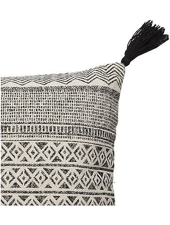 Coussin en coton imprimé avec pompons AFRICA 'Deko&co'