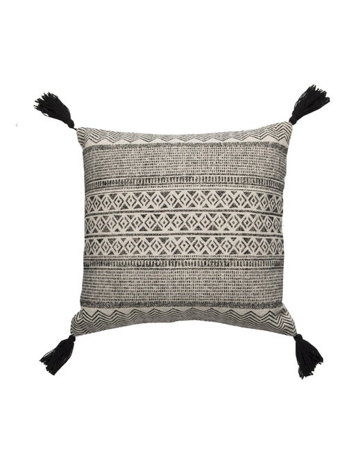Coussin en coton imprimé avec pompons AFRICA 'Deko&co' - Kiabi