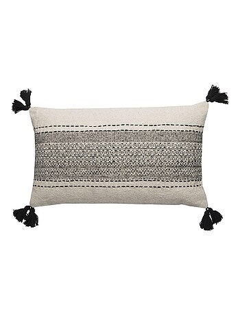 Coussin en coton imprimé avec pompons AFRICA 'Deko&co'