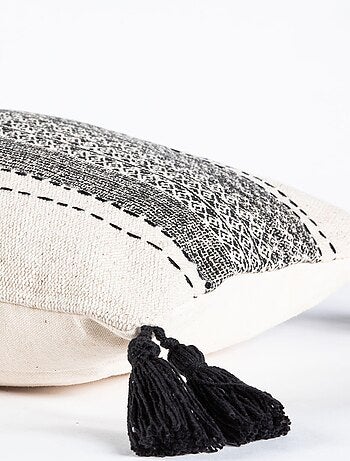Coussin en coton imprimé avec pompons AFRICA 'Deko&co'