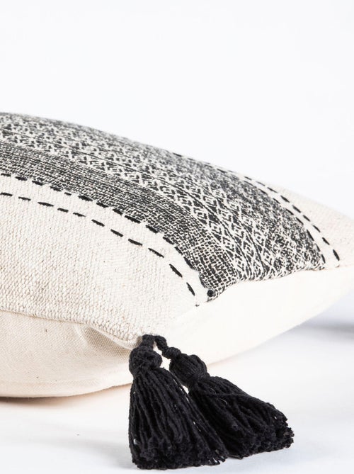 Coussin en coton imprimé avec pompons AFRICA 'Deko&co' - Kiabi