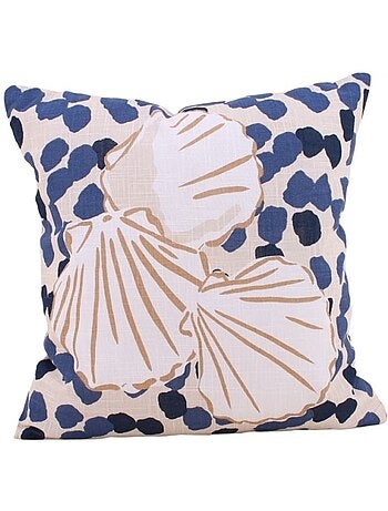Coussin en coton imprimé coquillages 40x40cm