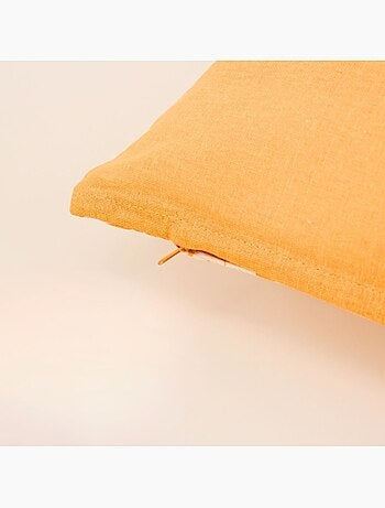 Coussin en coton imprimé fleurs jaune 30x50cm