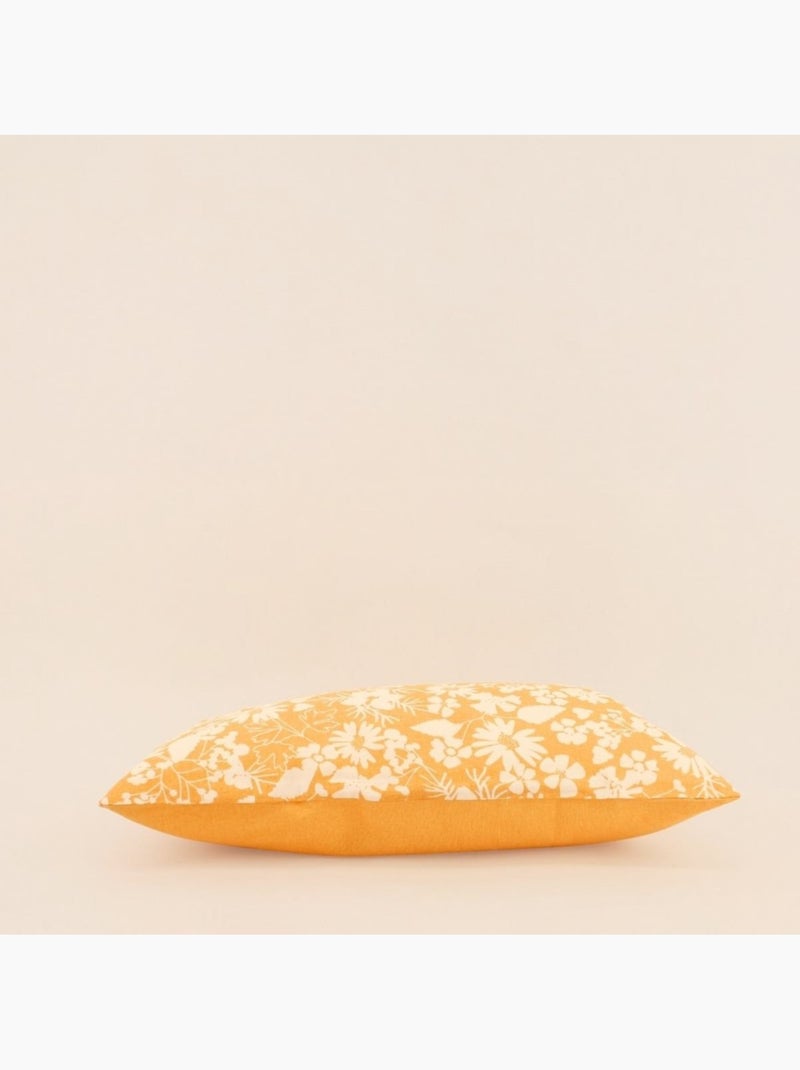 Coussin en coton imprimé fleurs jaune 30x50cm Jaune - Kiabi