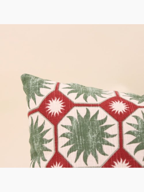 Coussin en coton imprimé soleil vert 30x50cm - Kiabi