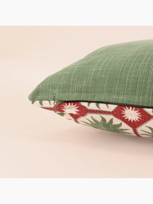 Coussin en coton imprimé soleil vert 30x50cm - Kiabi
