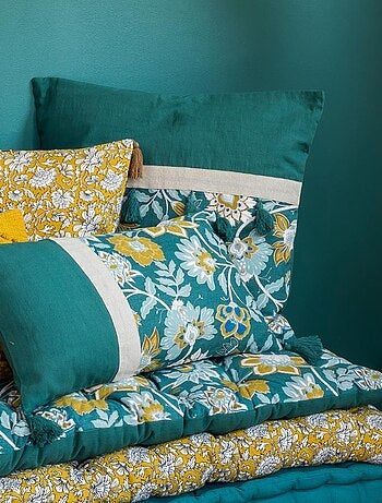 Coussin en coton INDIANA à pompons 'Deko&co'