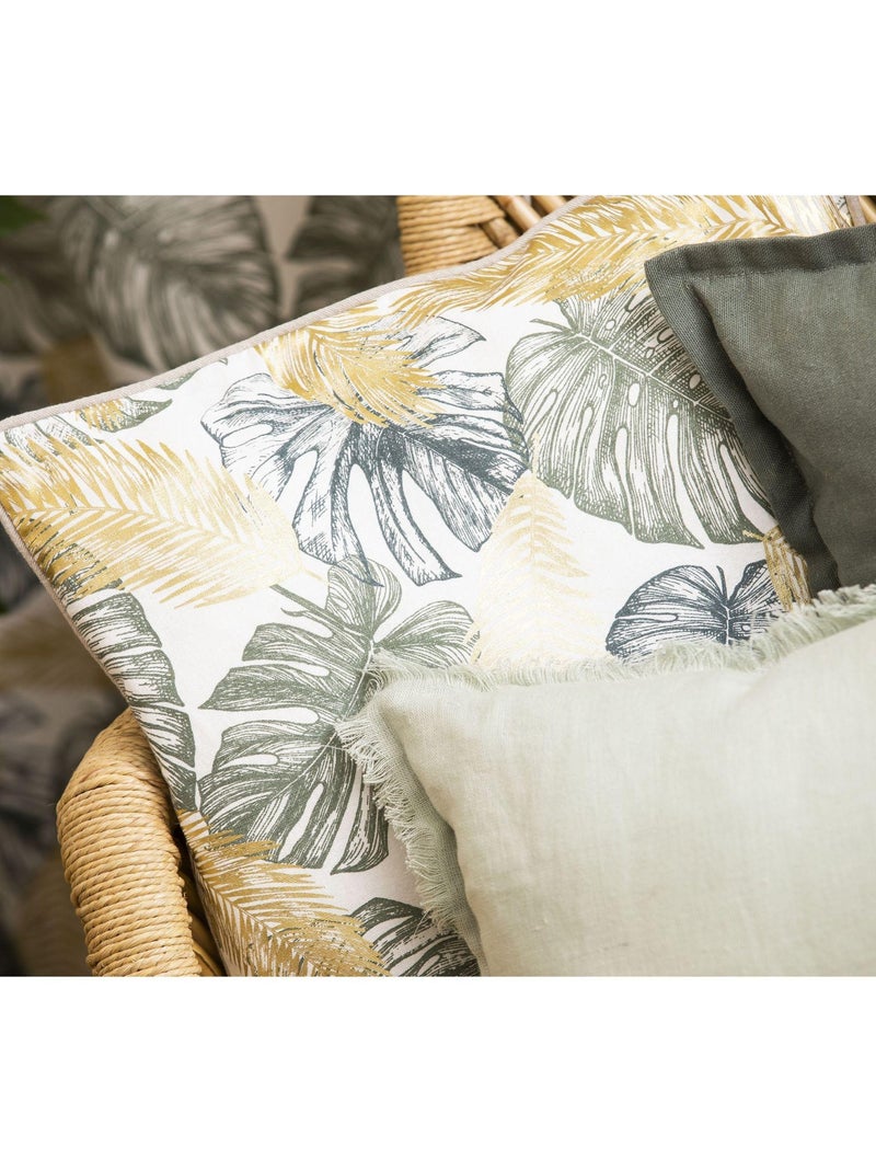 Coussin en coton JUMANJI 'Deko&co' Blanc Vert - Kiabi