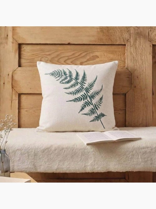 Coussin en coton motif fougère 40x40cm - Kiabi