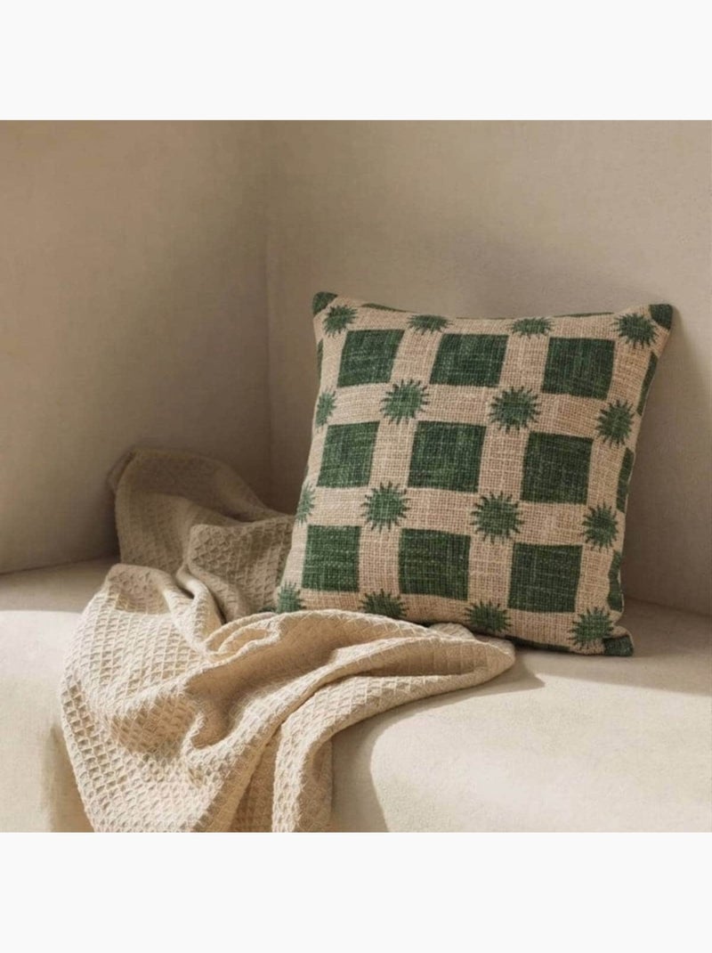 Coussin en coton natté imprimé soleils verts 40x40cm Vert - Kiabi