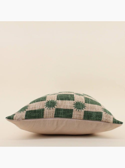Coussin en coton natté imprimé soleils verts 40x40cm - Kiabi