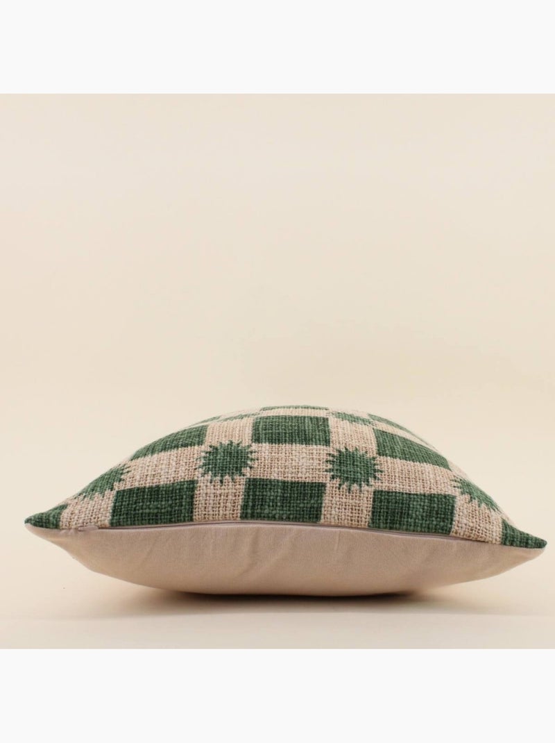 Coussin en coton natté imprimé soleils verts 40x40cm Vert - Kiabi