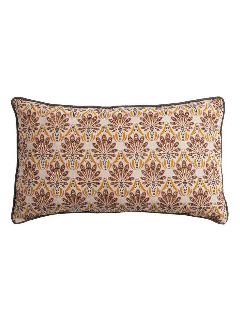 Coussin en coton PEACOCK 'Deko&co' Blanc Marron - Kiabi