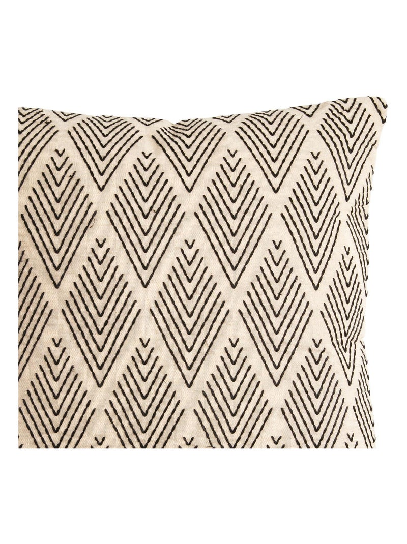 Coussin en coton RAOUL brodé 'Deko&co' Beige/Noir - Kiabi