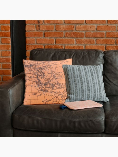 Coussin en coton rayé gris 40cm - Kiabi