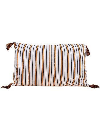 Coussin en coton rayé rouge et blanc 50x30cm