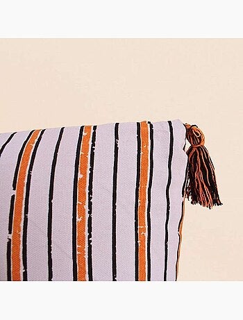 Coussin en coton rayé rouge et blanc 50x30cm