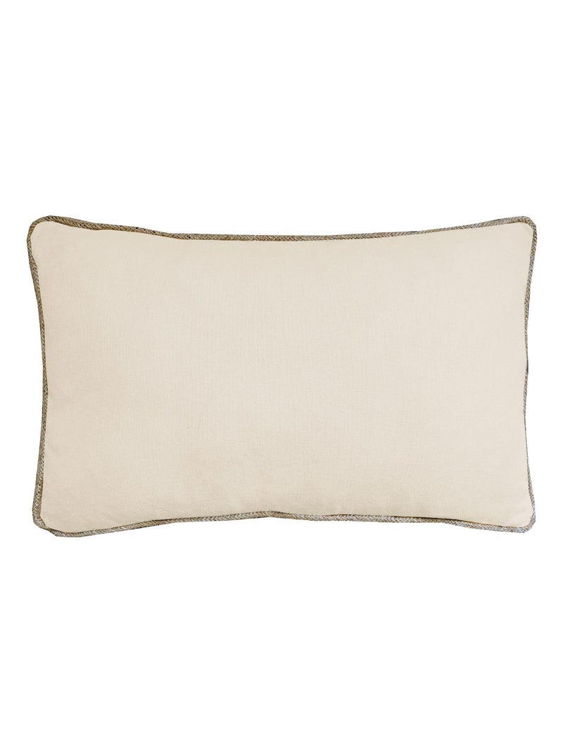 Coussin en coton recyclé avec piping jute 'Deko&co' Beige - Kiabi