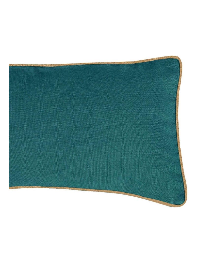 Coussin en coton recyclé avec piping jute 'Deko&co' Bleu canard - Kiabi