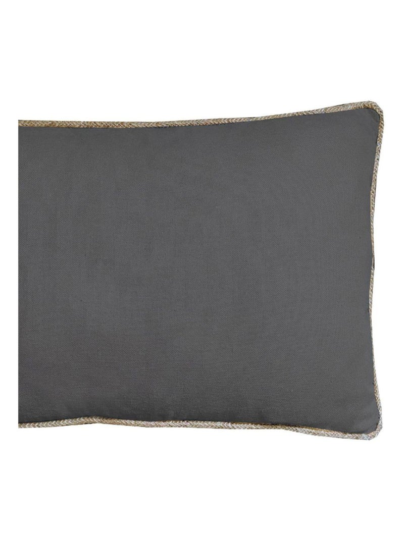 Coussin en coton recyclé avec piping jute 'Deko&co' Gris foncé - Kiabi