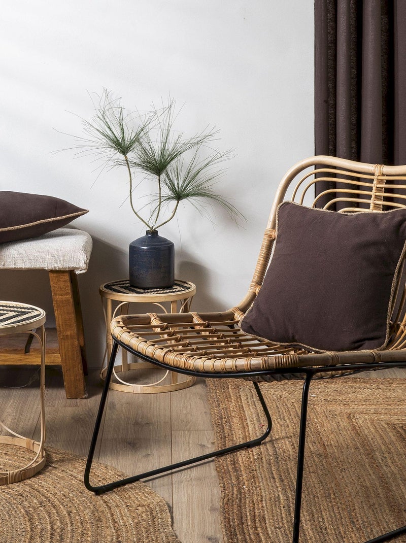 Coussin en coton recyclé avec piping jute 'Deko&co' Marron chocolat - Kiabi