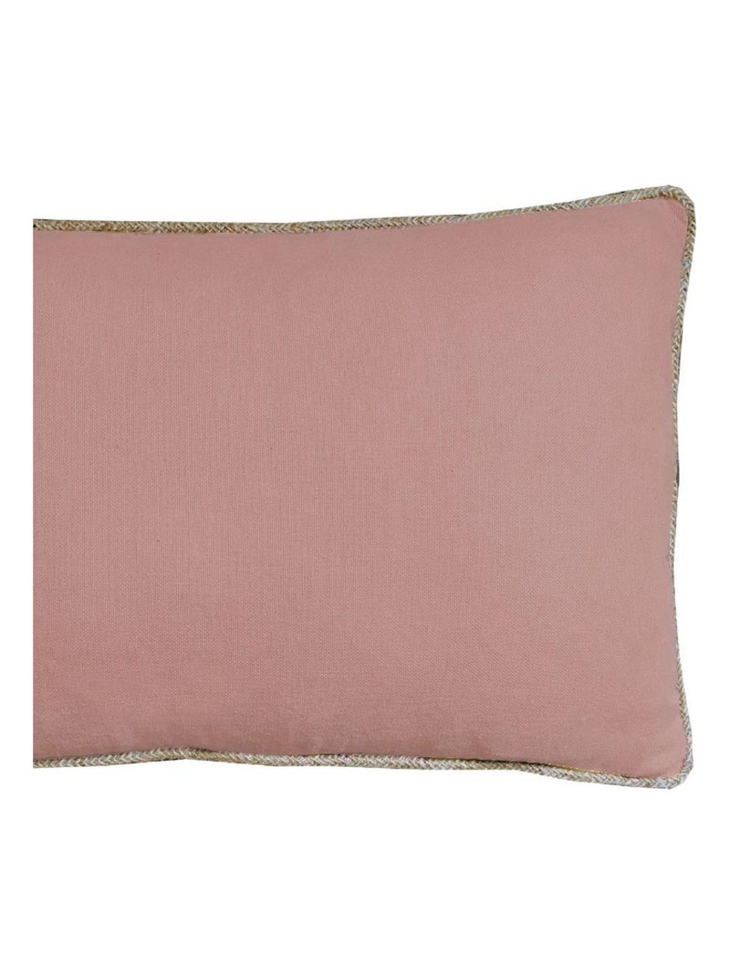 Coussin en coton recyclé avec piping jute 'Deko&co' Rose clair - Kiabi