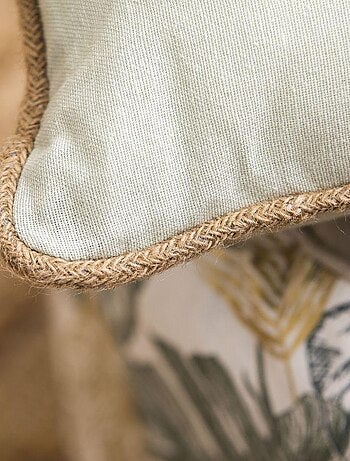Coussin en coton recyclé avec piping jute 'Deko&co'