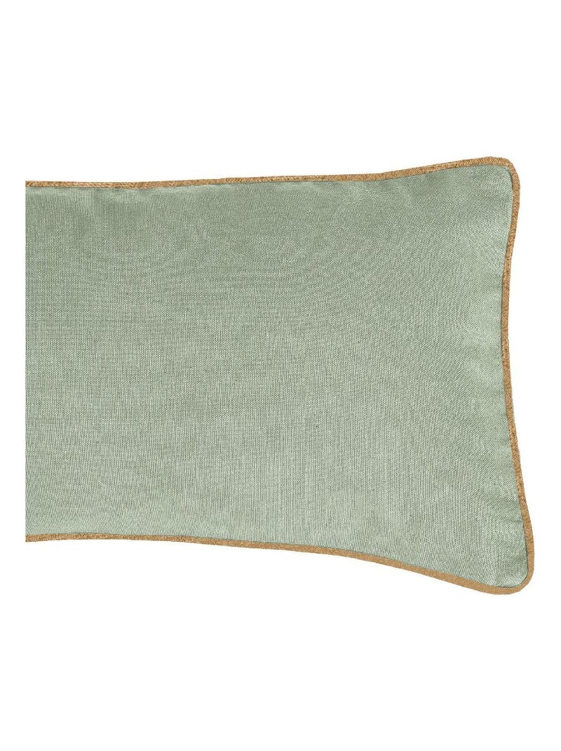 Coussin en coton recyclé avec piping jute 'Deko&co' Vert d'eau - Kiabi