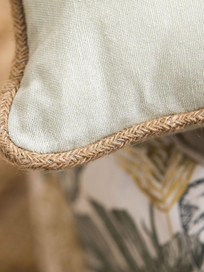 Coussin en coton recyclé avec piping jute 'Deko&co' Vert d'eau - Kiabi