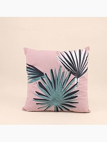 Coussin en coton rose motif fleuris 45x45cm