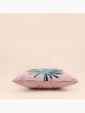 Coussin en coton rose motif fleuris 45x45cm