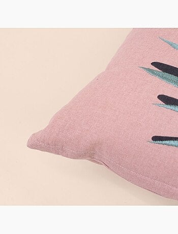 Coussin en coton rose motif fleuris 45x45cm