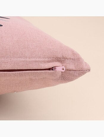 Coussin en coton rose motif fleuris 45x45cm