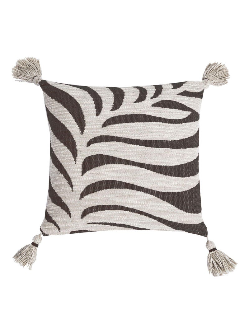 Coussin en coton tissé jacquard DOFUS 'Deko&co' Beige/Noir - Kiabi