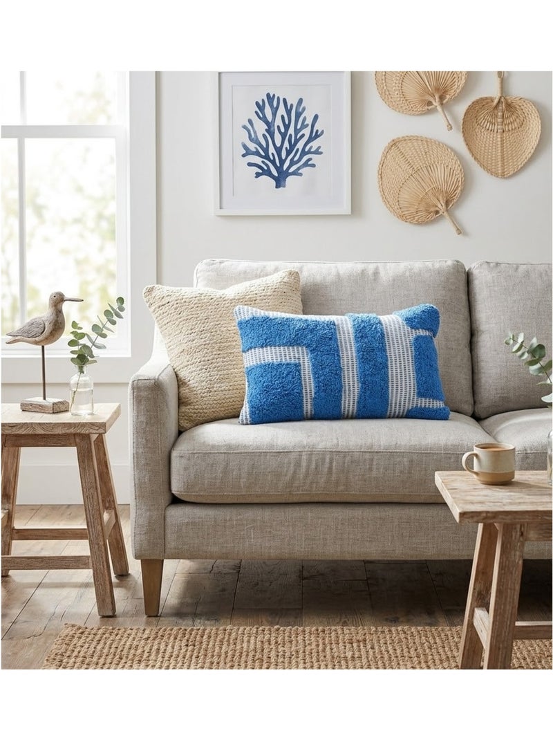 Coussin en coton tufte Poppy Colors Bleu - Kiabi