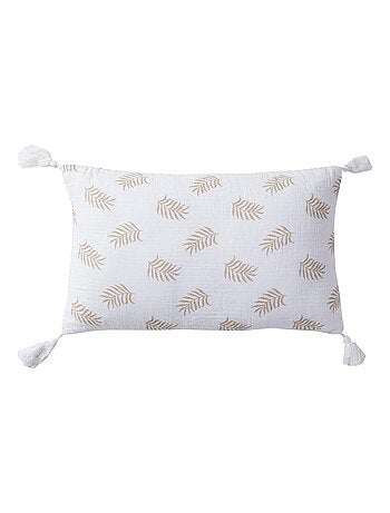 Coussin en double gaze de coton avec imprimé feuillage 'Deko&co'