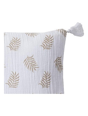 Coussin en double gaze de coton avec imprimé feuillage 'Deko&co'