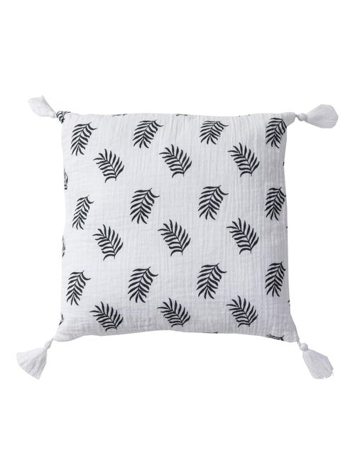 Coussin en double gaze de coton avec imprimé feuillage 'Deko&co' - Kiabi