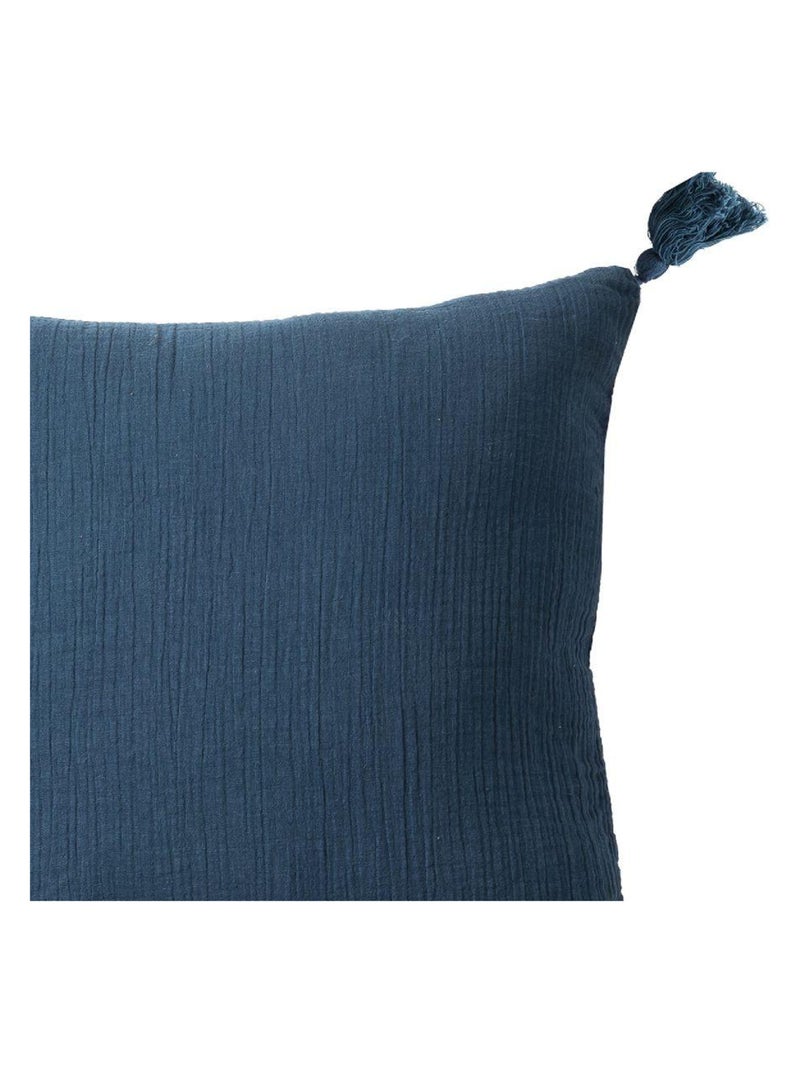 Coussin en double gaze de coton 'Deko&co' Bleu foncé - Kiabi