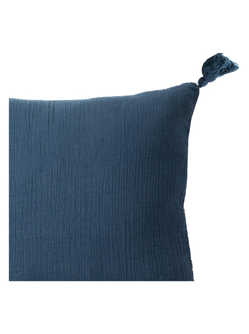 Coussin en double gaze de coton 'Deko&co' Bleu foncé - Kiabi