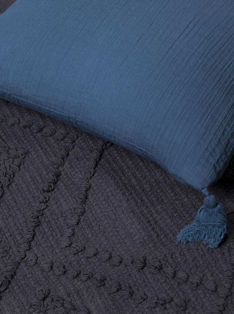 Coussin en double gaze de coton 'Deko&co' Bleu foncé - Kiabi