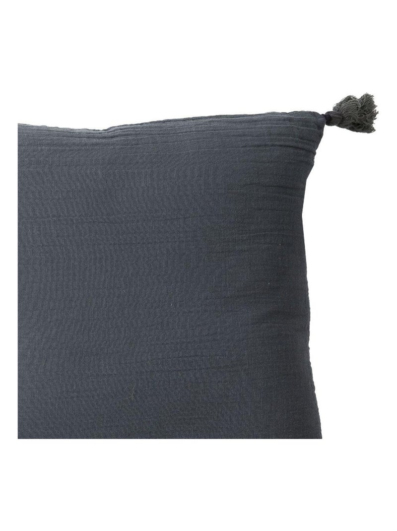 Coussin en double gaze de coton 'Deko&co' gris anthracite - Kiabi