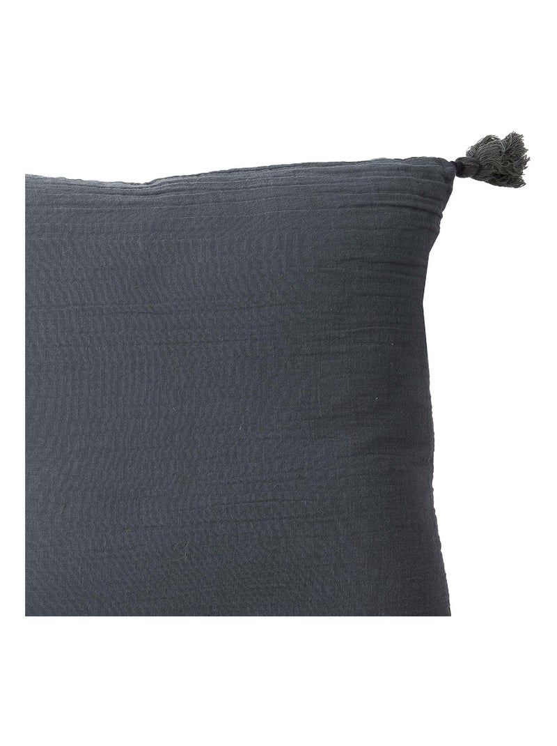 Coussin en double gaze de coton 'Deko&co' gris anthracite - Kiabi